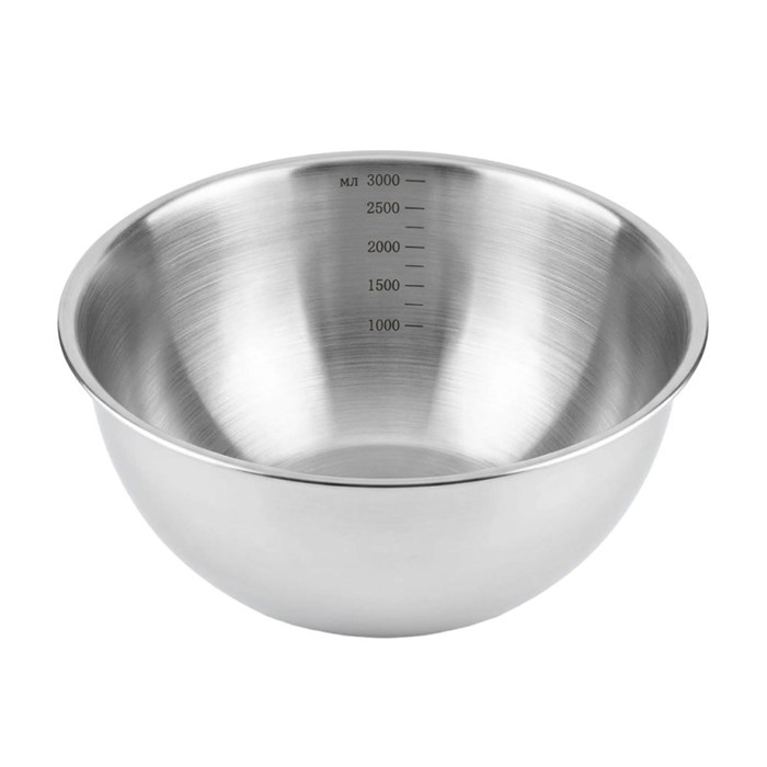 Миска 3,0 л, d=27,5см, h=11см, мерная шкала, нержавеющая сталь 101942