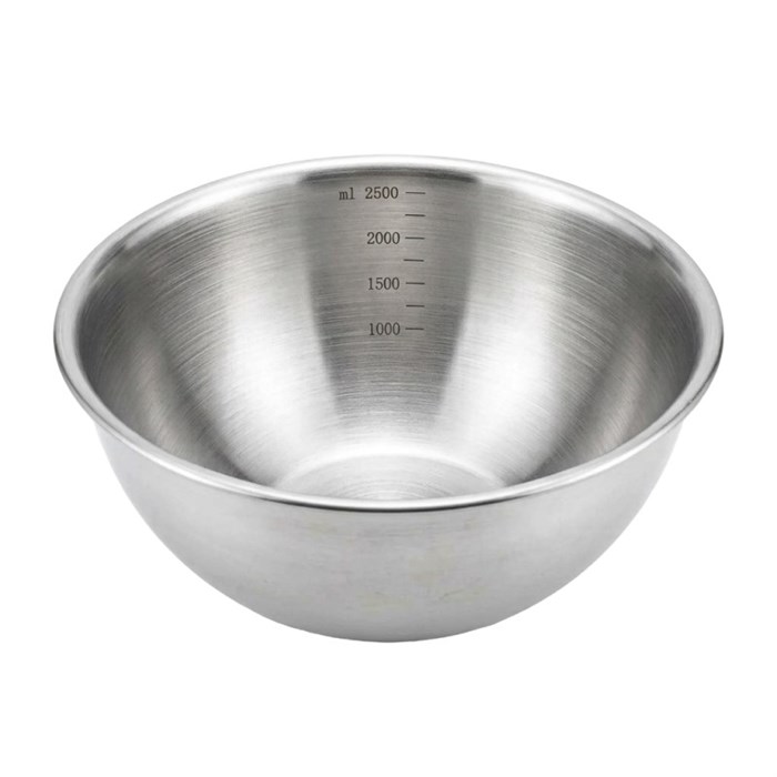Миска 2,5 л, d=25см, h=9,5см, мерная шкала, нержавеющая сталь 102108