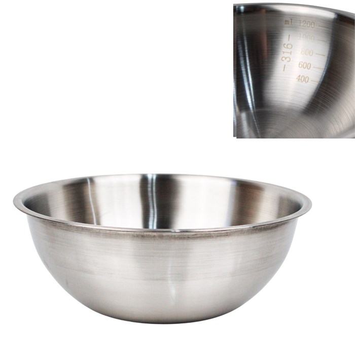 Миска 1,2 л, d=20см, h=7,5см, мерная шкала, нержавеющая сталь 102240