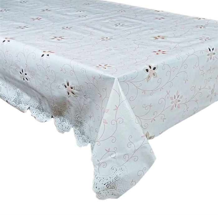 Клеенка столовая ажурная 300г*132см*22м Цветы красные 101006
