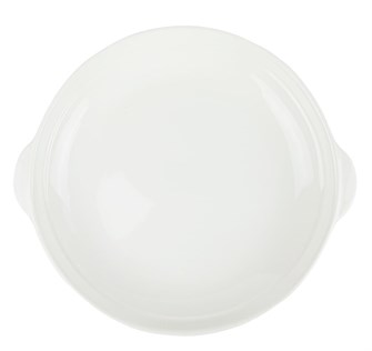 Тарелка плоская, фарфор, d=20 см, круглая с ручками, белье 101193