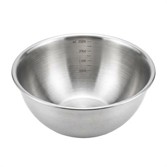 Миска 2,5 л, d=25см, h=9,5см, мерная шкала, нержавеющая сталь 102108